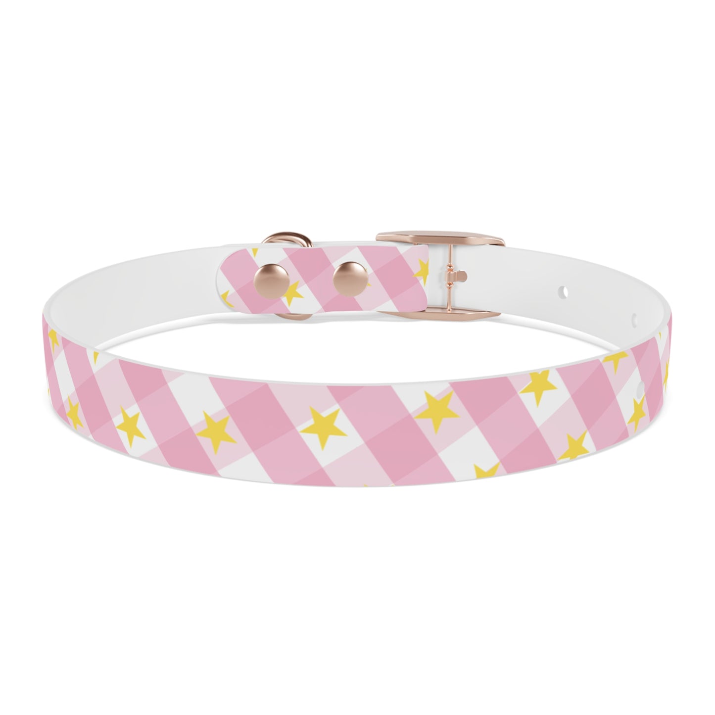 Pink Gingham Twinkle Star Pattern Dog Collar