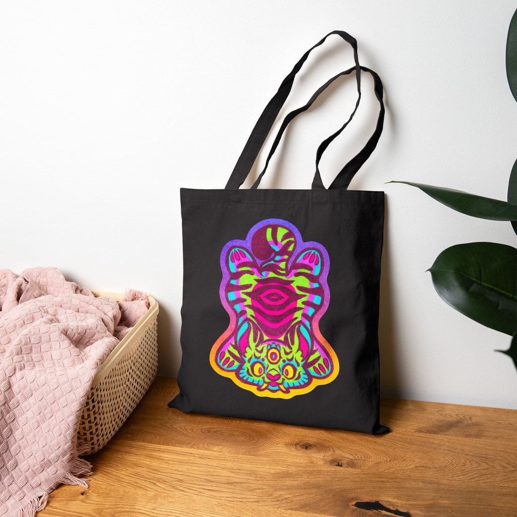 Tibetan Tiger Third Eye Psychedelic Cotton Canvas Tote Bag