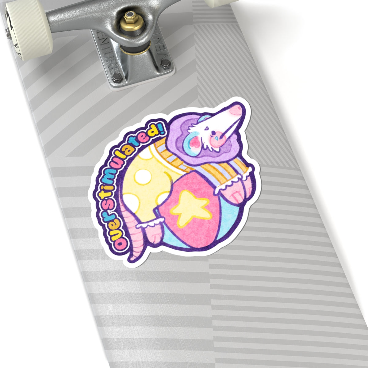OVERSTIMULATED OPOSSUM Kawaii Clown Cutie Clowncore Die-Cut Vinyl Sticker 4in
