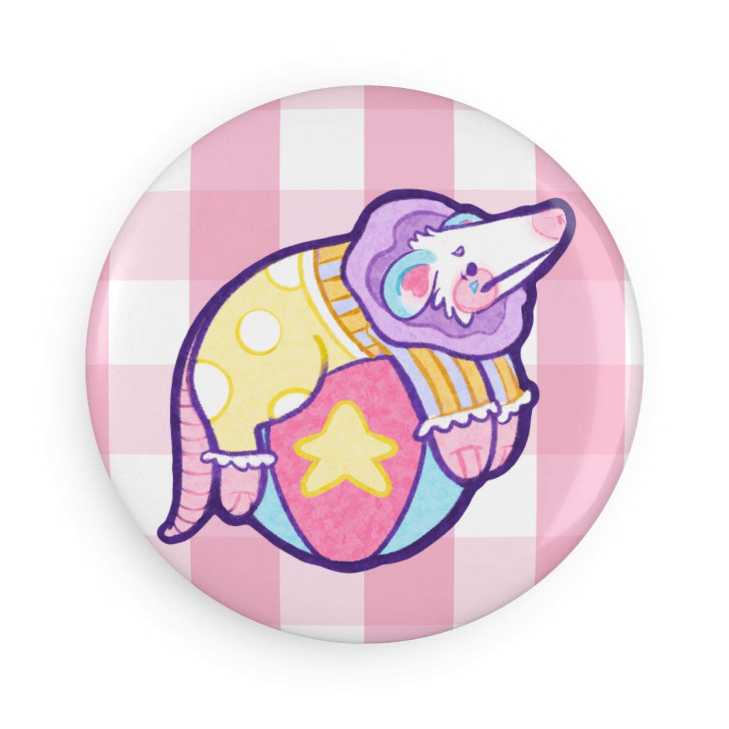 Overstimulated Possum Button Magnet Locker Decor Whiteboard Accessory 2.25"