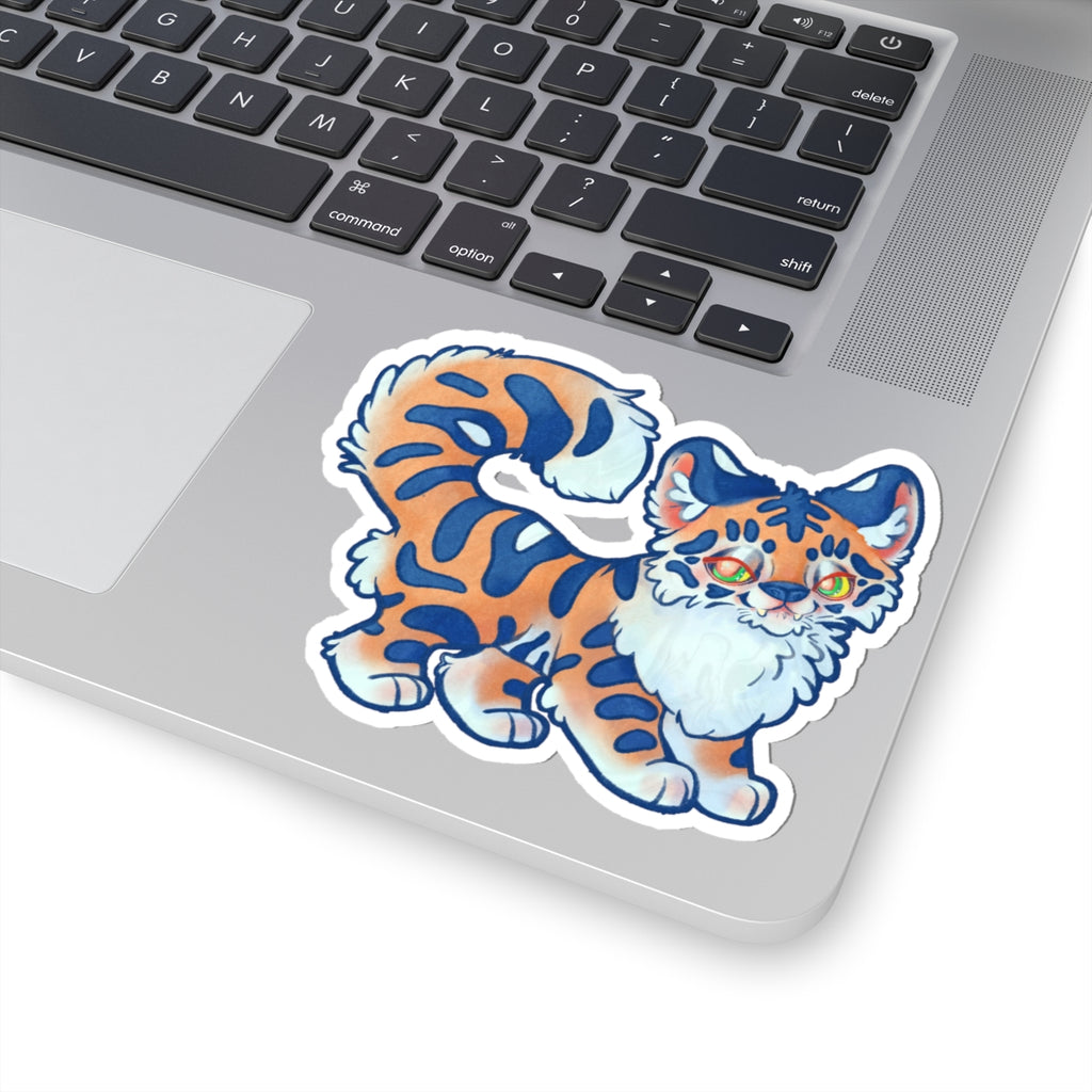 Tiger Kawaii Fantasy Die-Cut Vinyl Sticker 4in Wildlife Cute Fluffy Feline