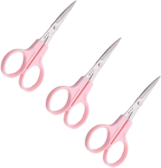 Pink Embroidery Curved Scissors, 3 Pcs, Stainless Steel