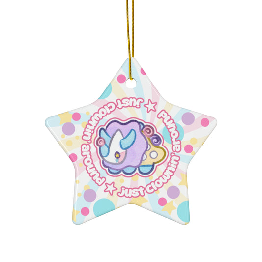 Kawaii Funceratops Clown Triceratops Ornament Star ceramic | Pastel Polka Dot Holiday Decor | Clownin' Around