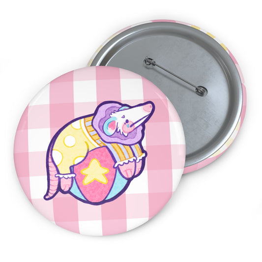 Overstimulated Opossum on Star Ball Pin Button | Cute Pastel Animal Badge, Pin, Pinback