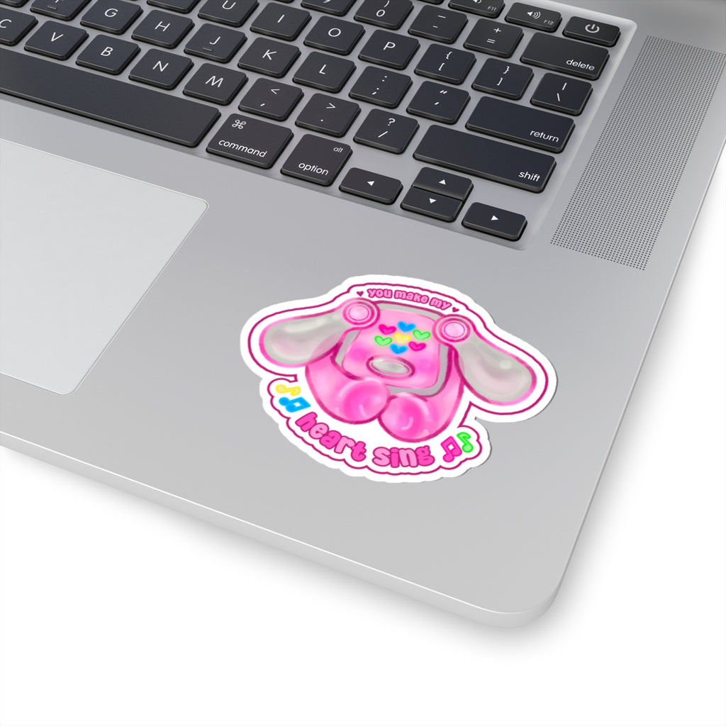 You Make My Heart Sing iDog Y2K Music Valentine Love Kawaii Cutie Die-Cut Vinyl Sticker 4in