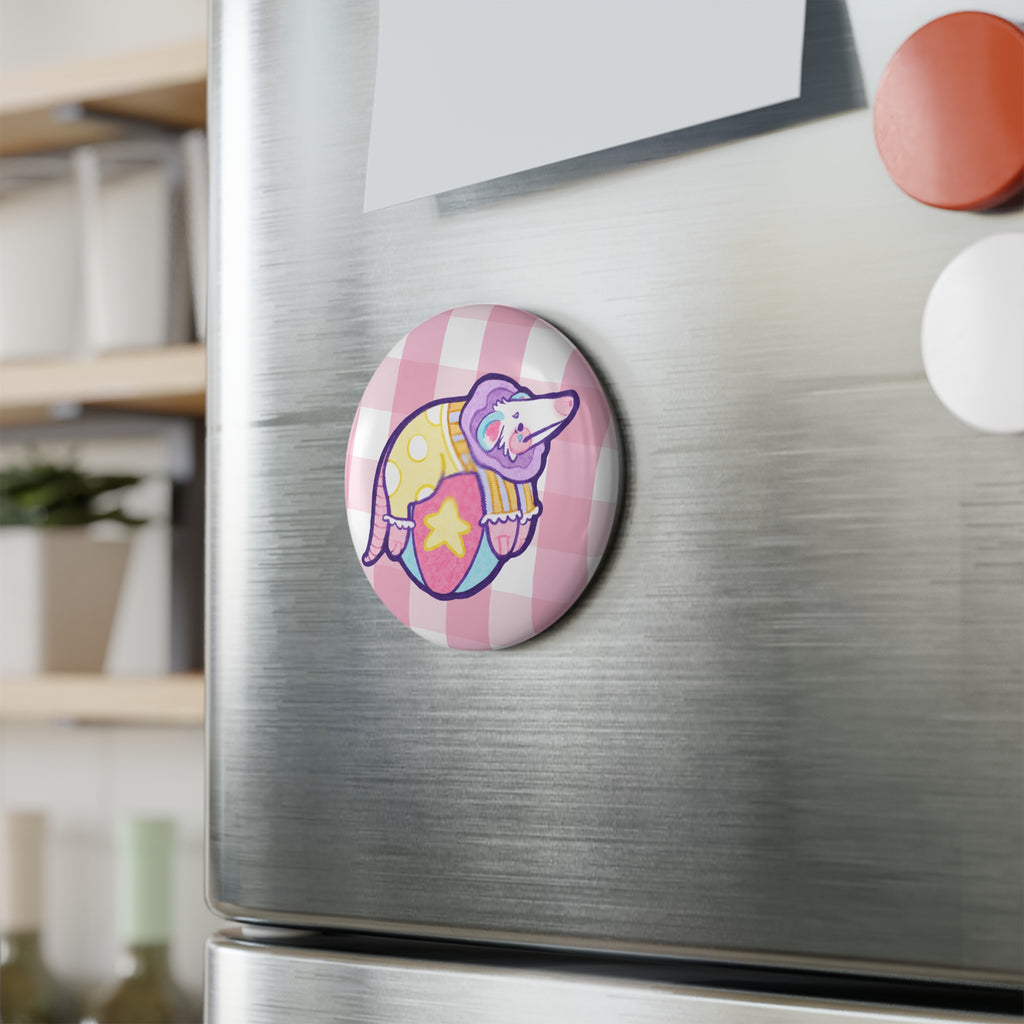 Overstimulated Possum Button Magnet Locker Decor Whiteboard Accessory 2.25"