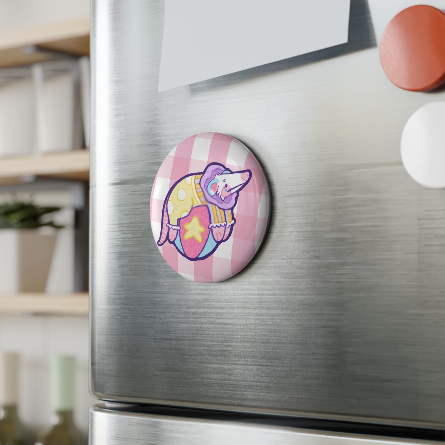 Overstimulated Possum Button Magnet Locker Decor Whiteboard Accessory 2.25"