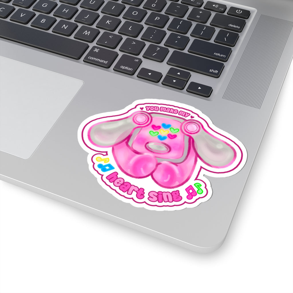 You Make My Heart Sing iDog Y2K Music Valentine Love Kawaii Cutie Die-Cut Vinyl Sticker 4in