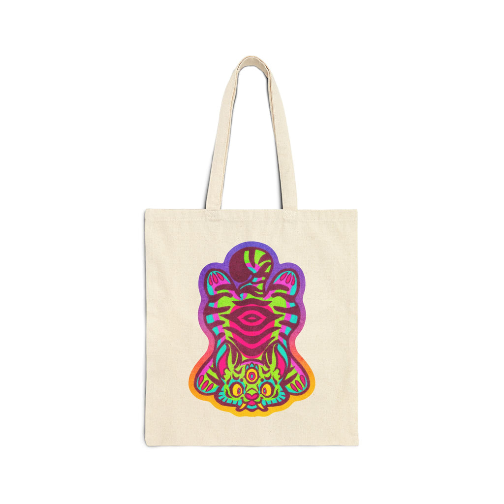 Tibetan Tiger Third Eye Psychedelic Cotton Canvas Tote Bag