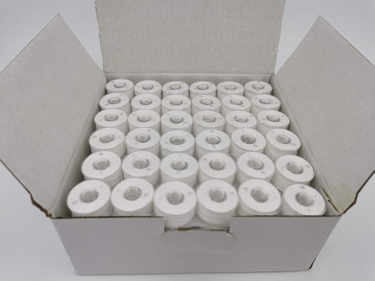 DOUBLELIN 144pcs Prewound Bobbins Size A 40S/2 Thread 34wt Class 15, 15J, SA156, White, 100% Polyester