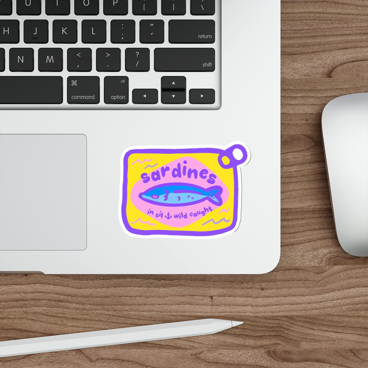 Sardines Can Illustration Die-Cut Sticker | Colorful Seafood Art