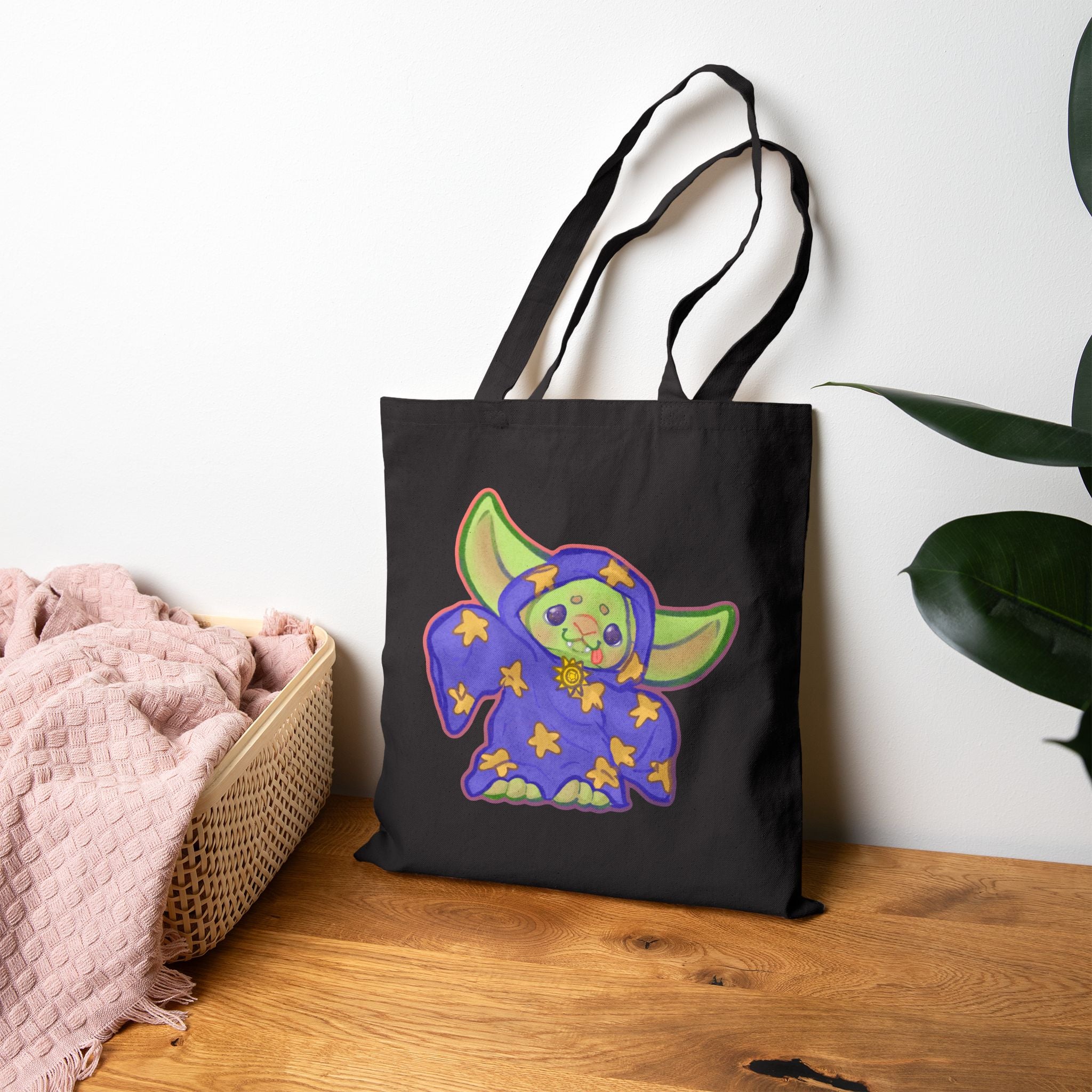 Kinder Goblin Kawaii Fantasy DnD Wizard Cotton Canvas Tote Bag