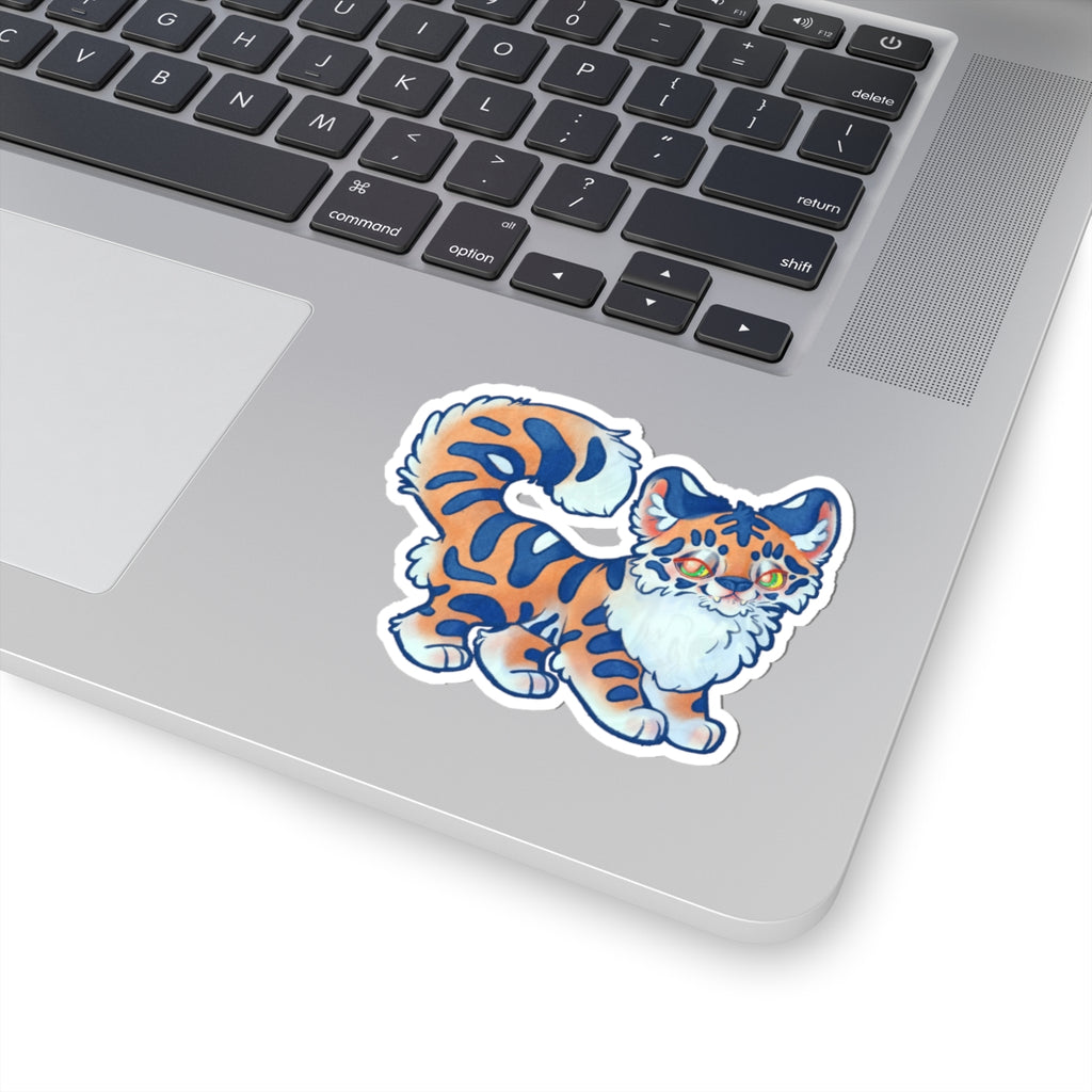 Tiger Kawaii Fantasy Die-Cut Vinyl Sticker 4in Wildlife Cute Fluffy Feline