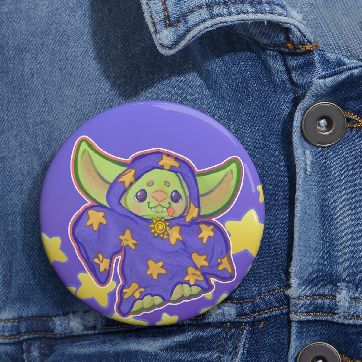 Kinder Goblin Kawaii Fantasy Wizard DnD Magic | Cute Pastel Animal Badge, Pin, Pinback