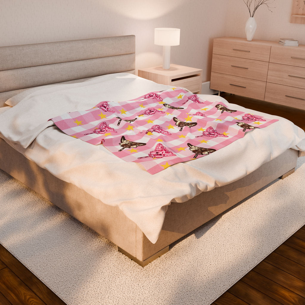 Cake Pup Pink Fuzzy Blanket Pastel Dessert Circus Theme Kawaii Home Decor Clowncore Blankie Lightweight Soft