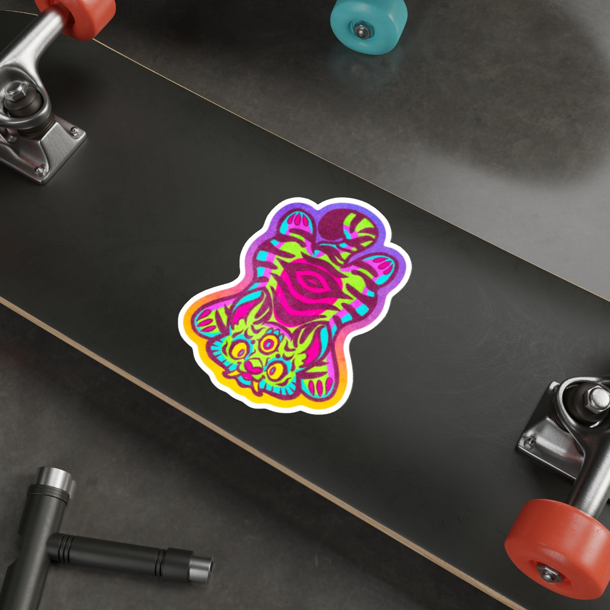 Tibetan Tiger Third Eye Psychedelic Kawaii Cutie Die-Cut Vinyl Sticker 6in