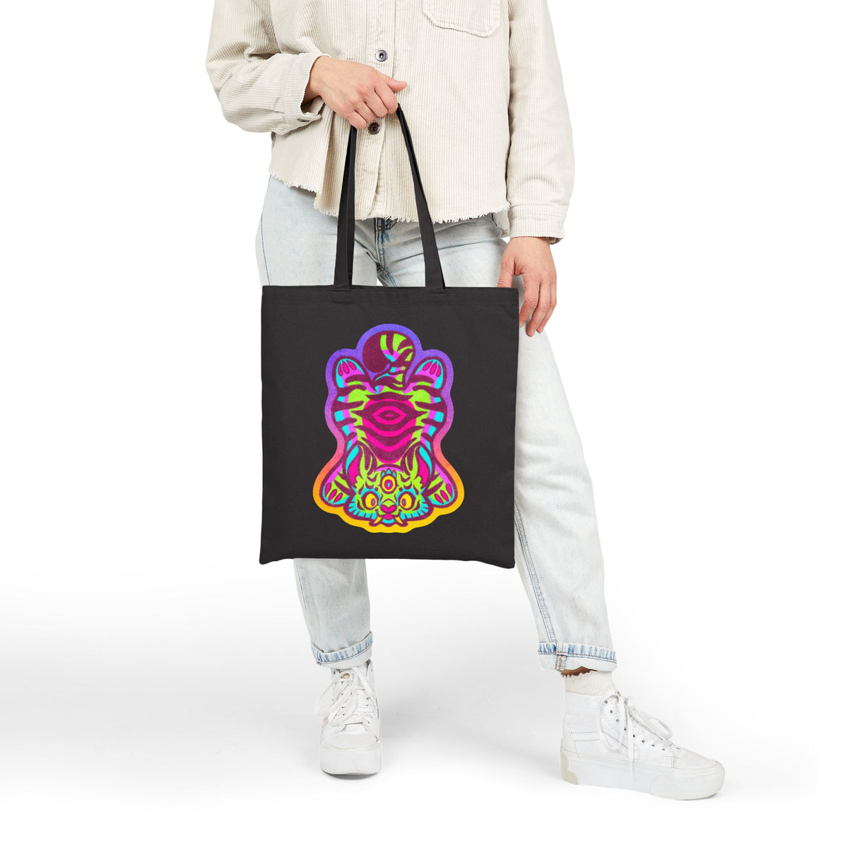 Tibetan Tiger Third Eye Psychedelic Cotton Canvas Tote Bag