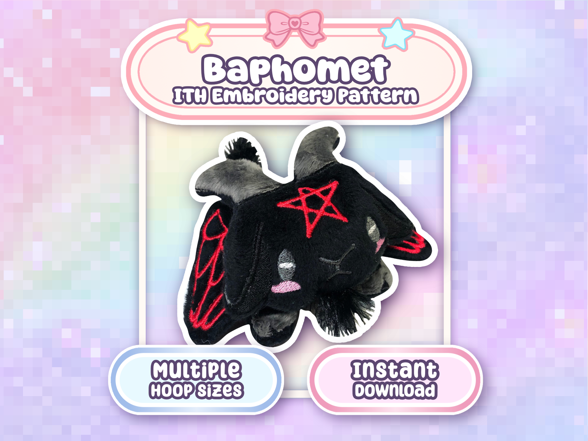 Baphomet ITH Embroidery Plush Pattern 4x4 5x7 - PERSONAL USE