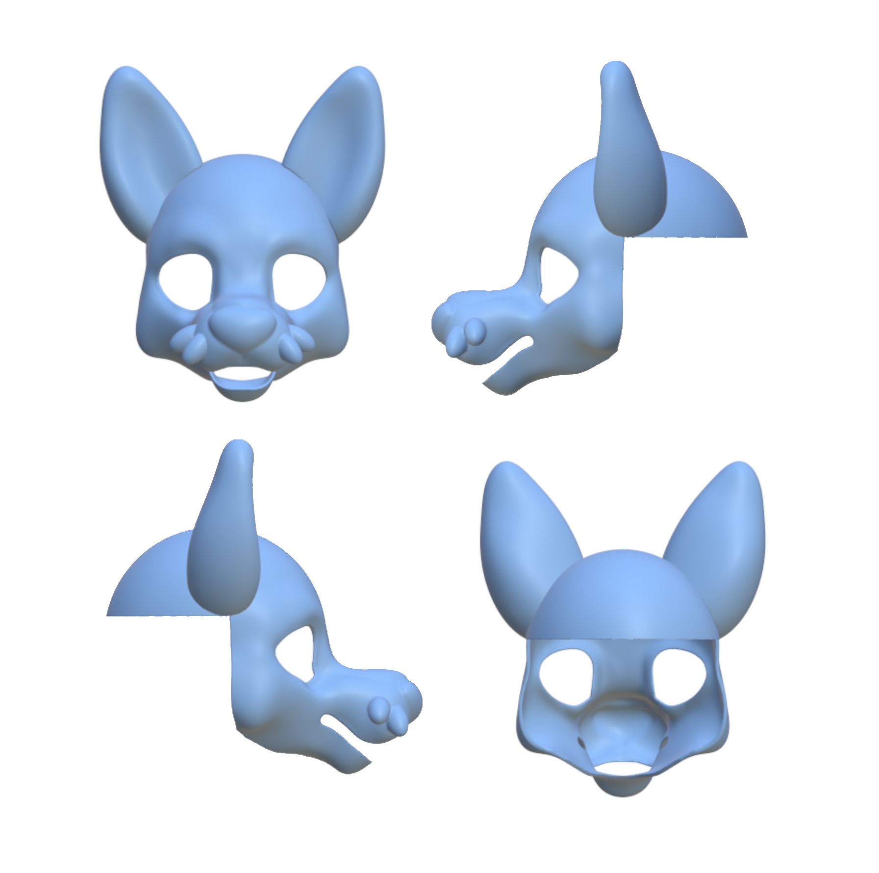Cutie Fursuit Head 002 STL Files 3D Print Mask Base Short Snout Canine Lupe Doll (Digital Download)