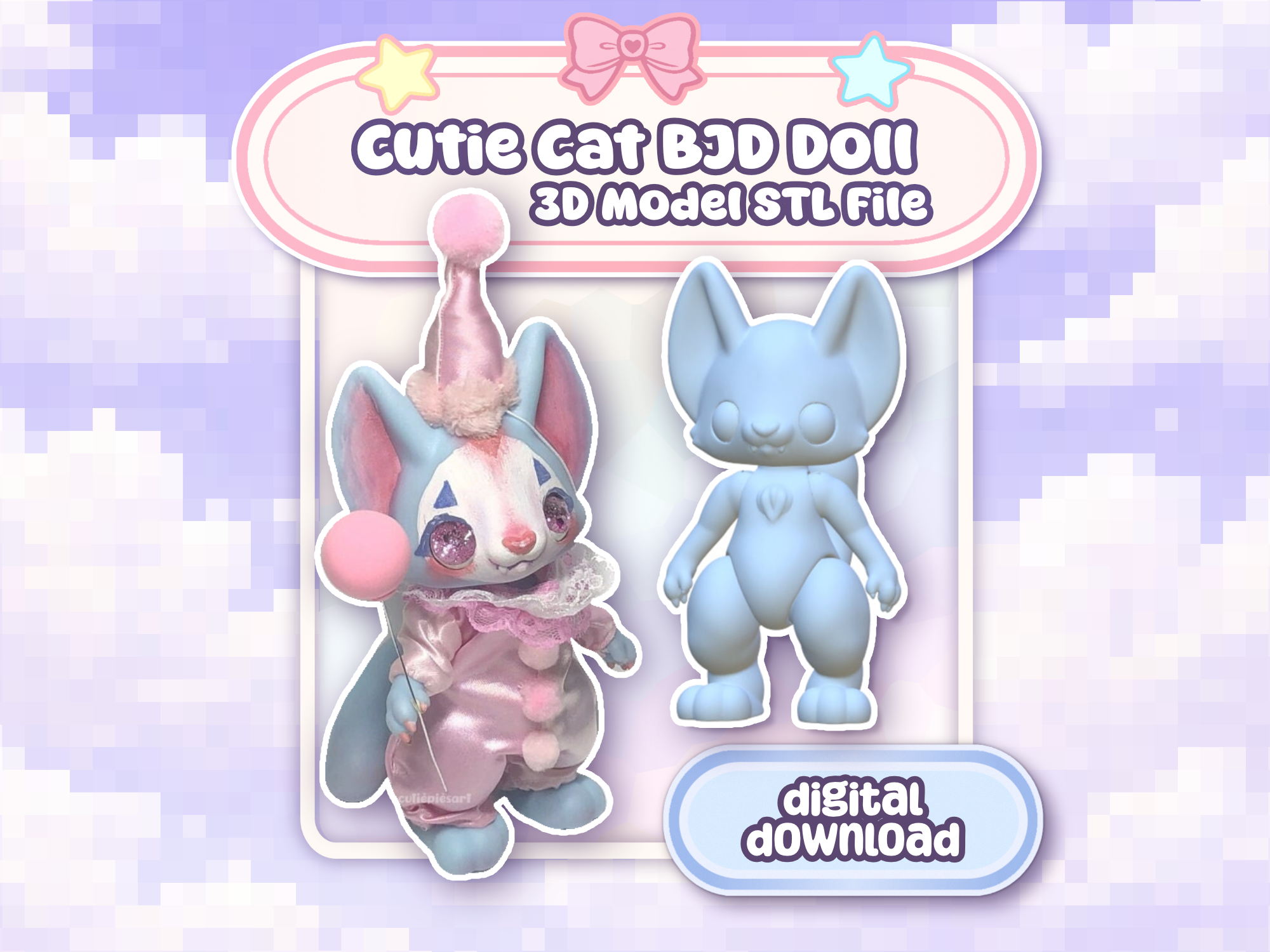 Cutie Cat Doll BJD Resin STL Files 3D Print Kawaii Feline Furry