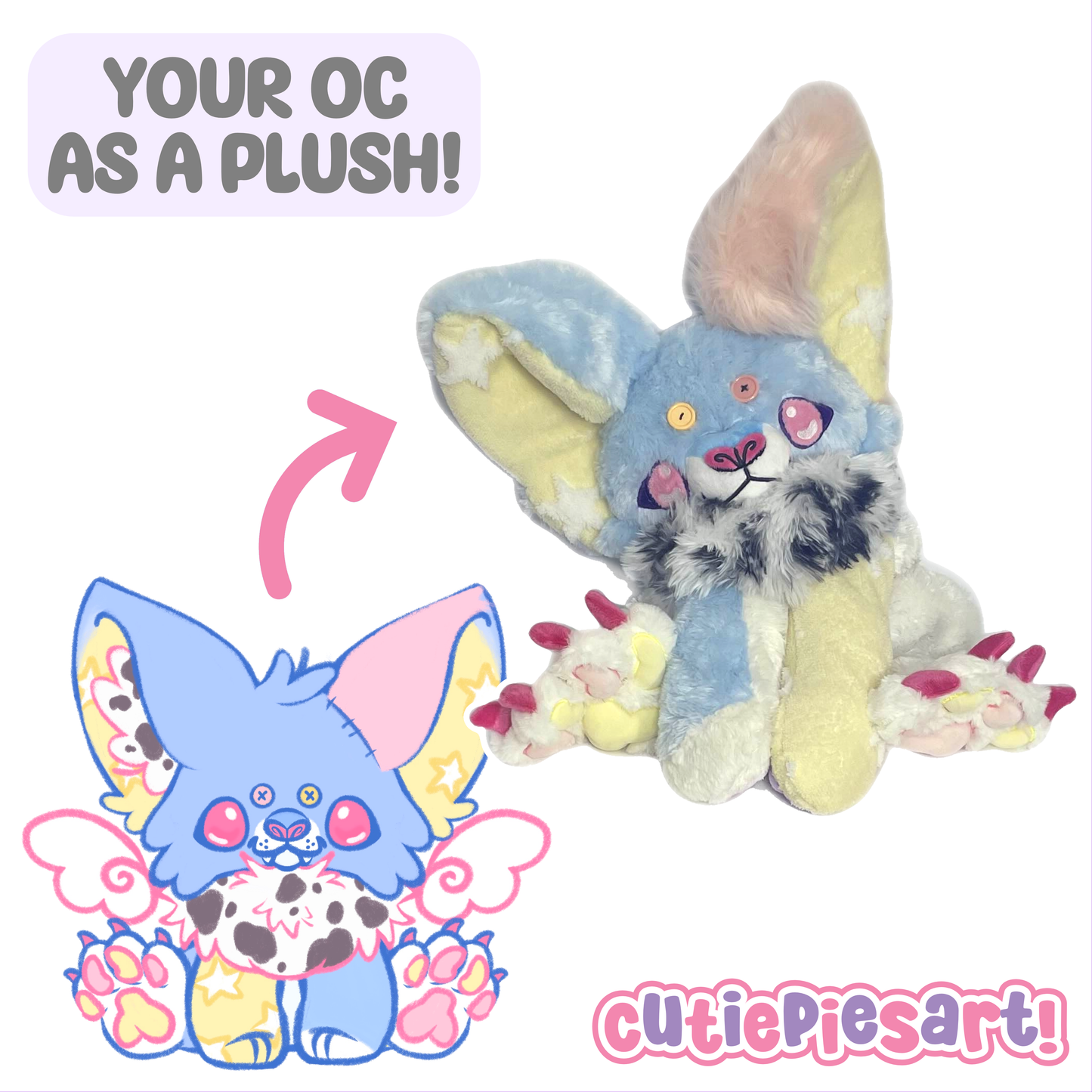 Custom Handmade Laying Plush | Fursona Stuffed Animal | Kawaii Character Plushie
