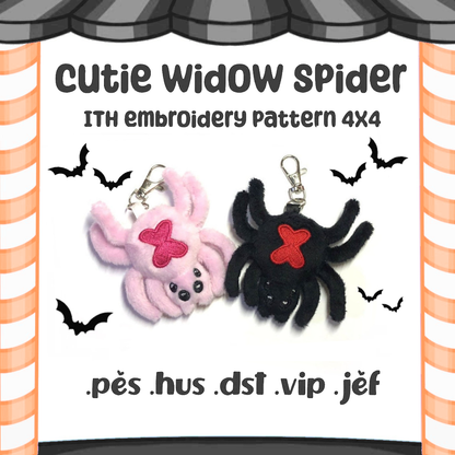 Cutie Widow Spider ITH Plush Embroidery Machine Pattern 4x4 Digital Download