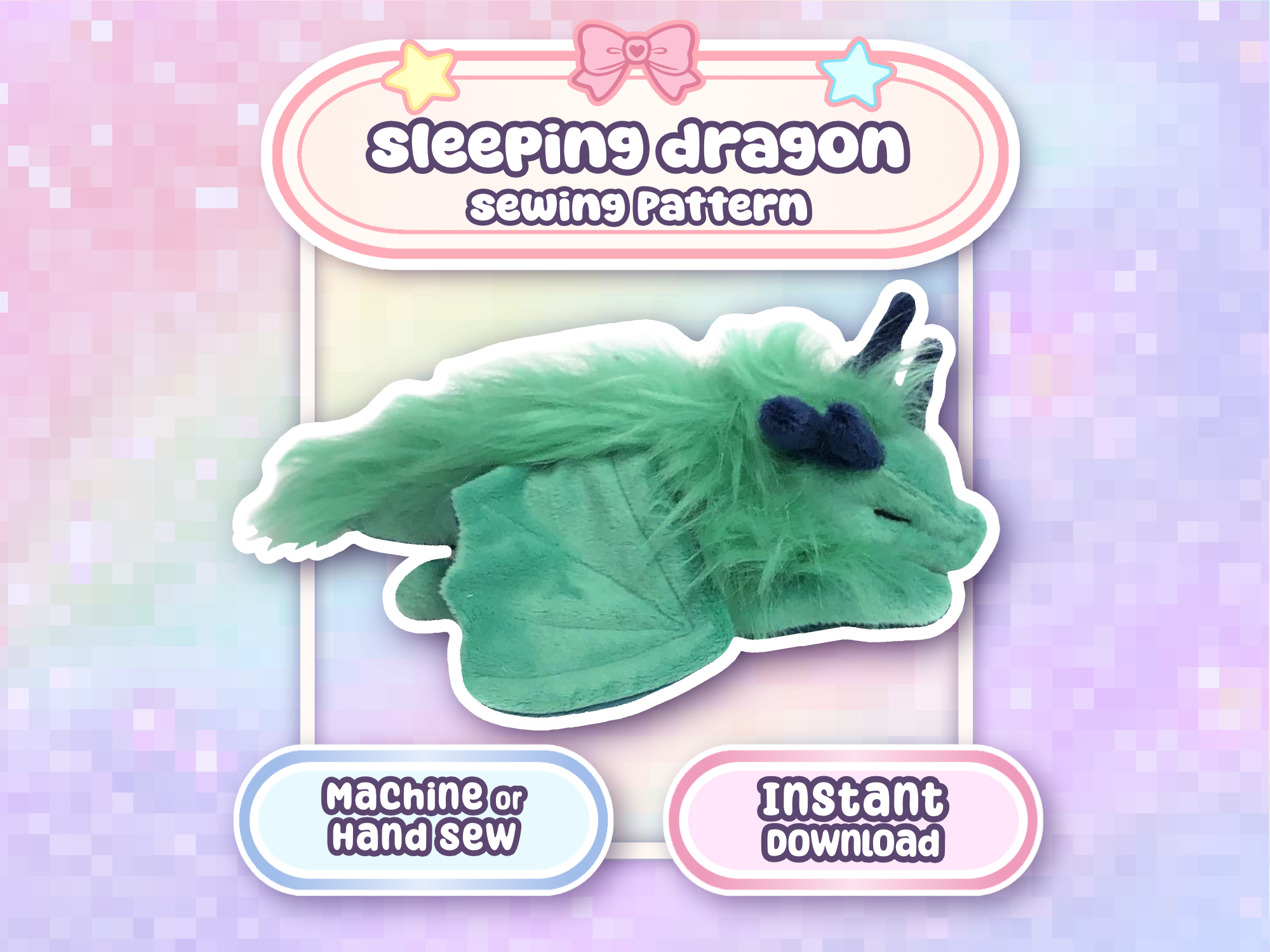 Sleeping Dragon Plush Sewing Pattern Fantasy Medieval