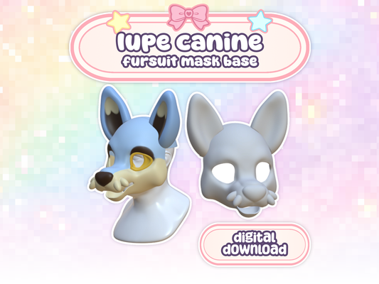Cutie Fursuit Head 002 STL Files 3D Print Mask Base Short Snout Canine Lupe Doll (Digital Download)