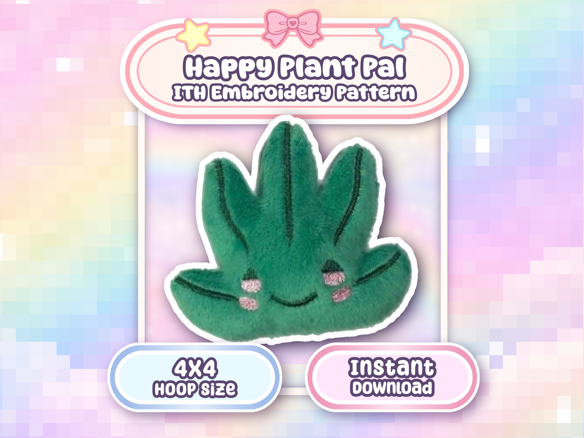 ITH Happy Plant Pal Plush Embroidery Machine Pattern 4x4
