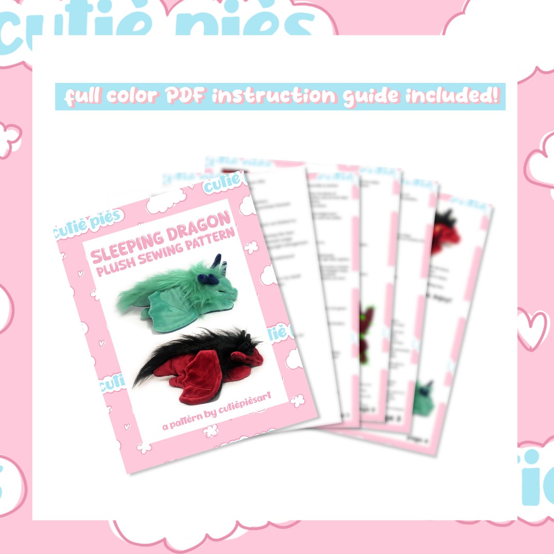 Sleeping Dragon Plush Sewing Pattern Fantasy Medieval