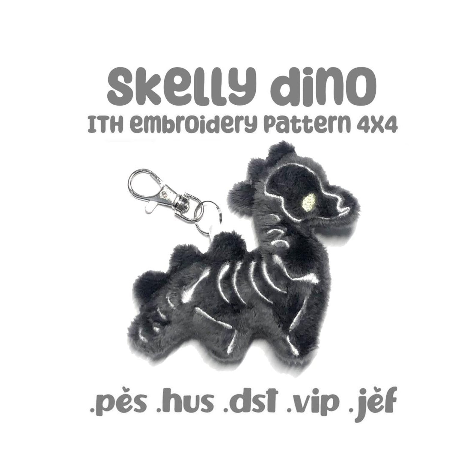 Skelly Dino ITH Plush Skeleton Embroidery Machine Pattern 4x4