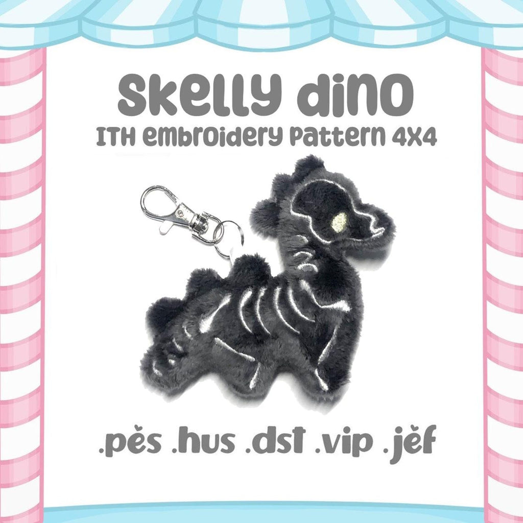 Skelly Dino ITH Plush Skeleton Embroidery Machine Pattern 4x4