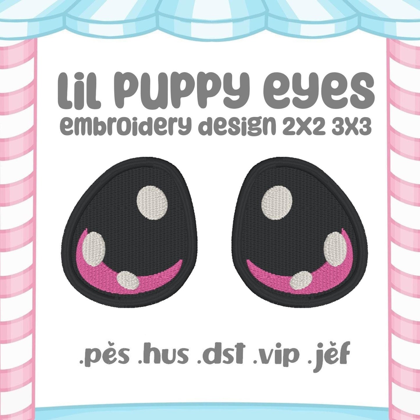 Puppy Eyes Embroidery Pattern 4x4 Embroidery Machine Design Pattern Kawaii DIY Plushie Digital Download