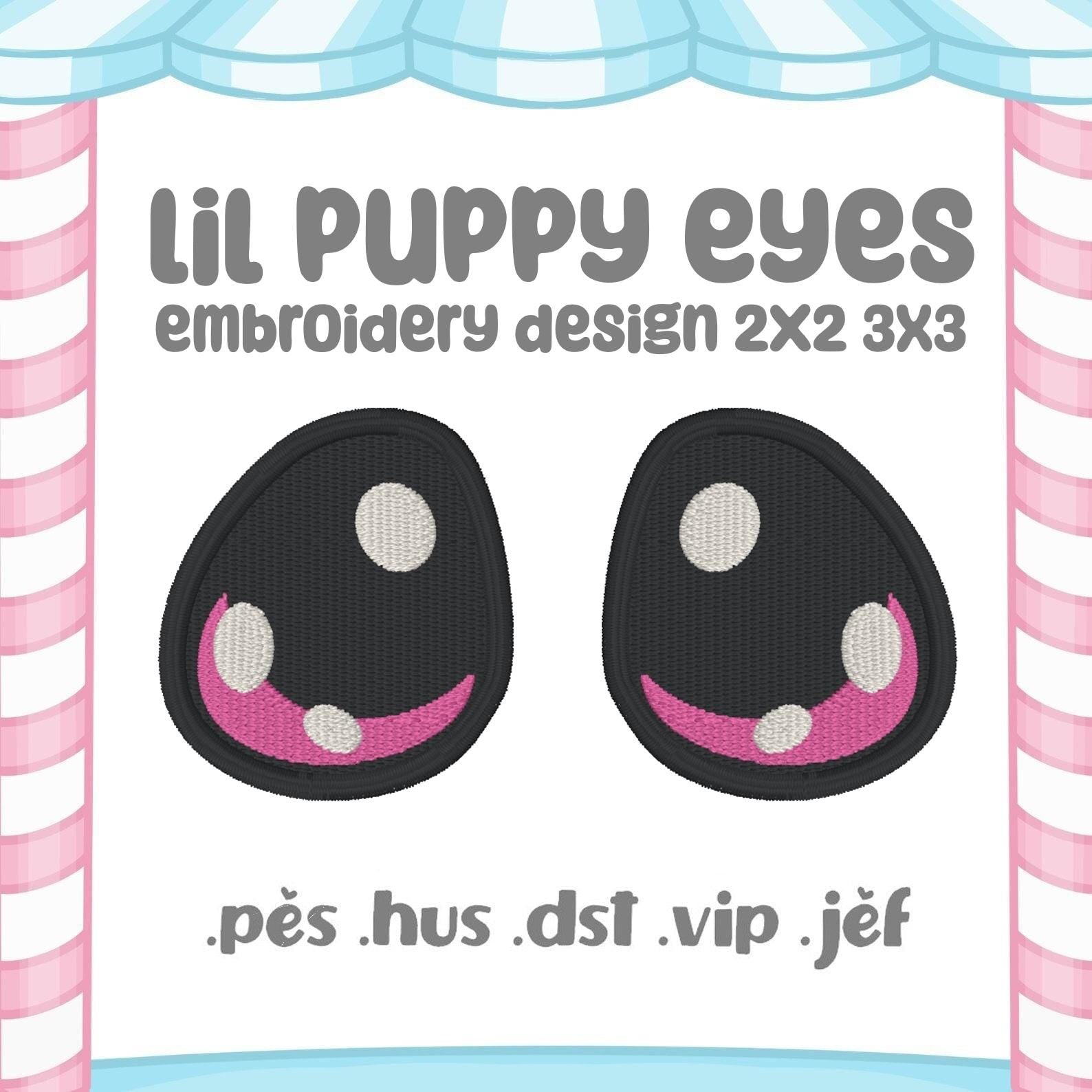 Puppy Eyes Pattern 4x4 Embroidery Machine Design Kawaii DIY