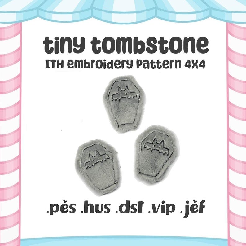 Tiny Tombstone Plush ITH Embroidery Machine Pattern Creepy Kawaii Worry Pet (4x4) (Digital Download)
