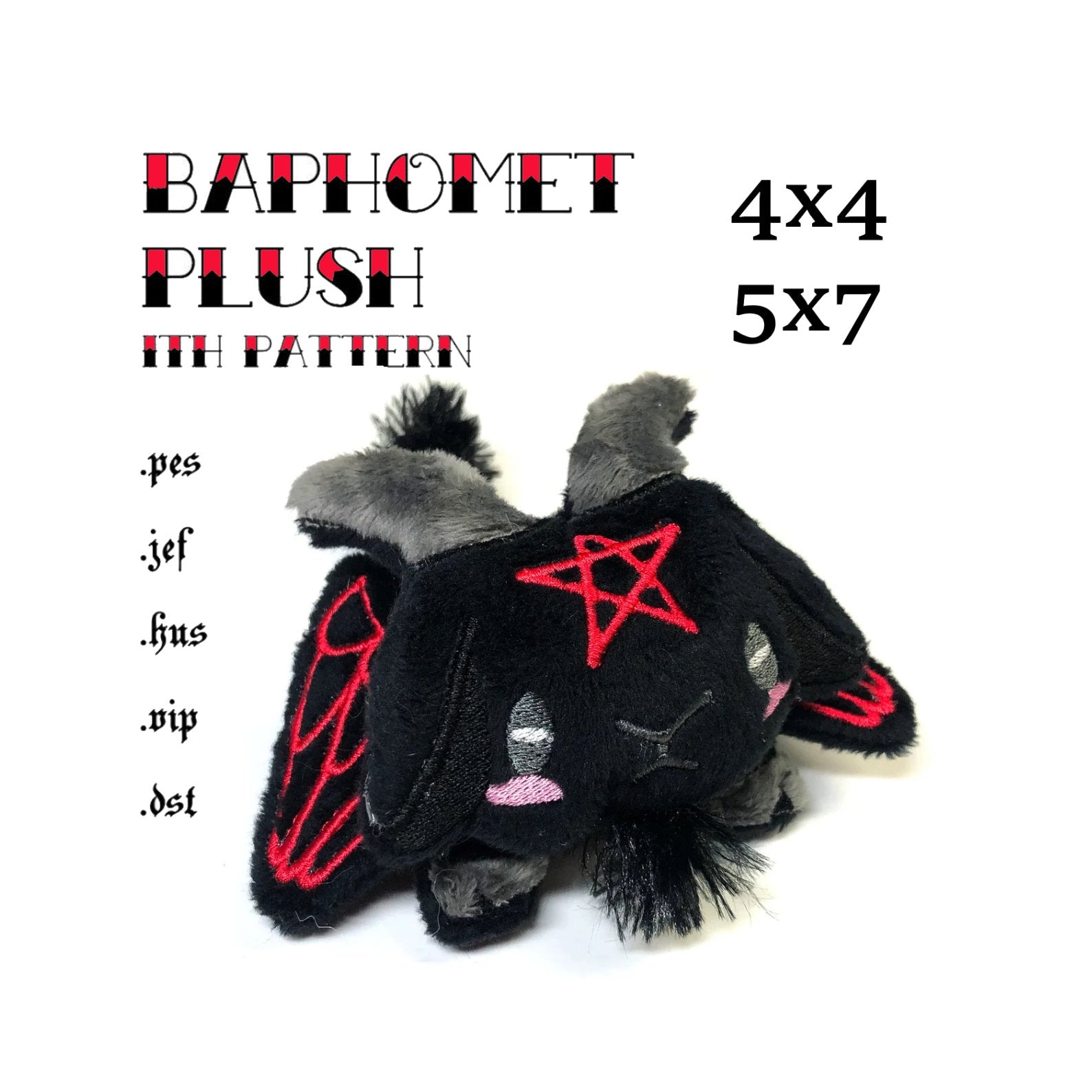 Baphomet ITH Embroidery Plush Pattern Kawaii Halloween Embroidery Machine Pattern Cute Satanic 4x4 5x7 - PERSONAL USE