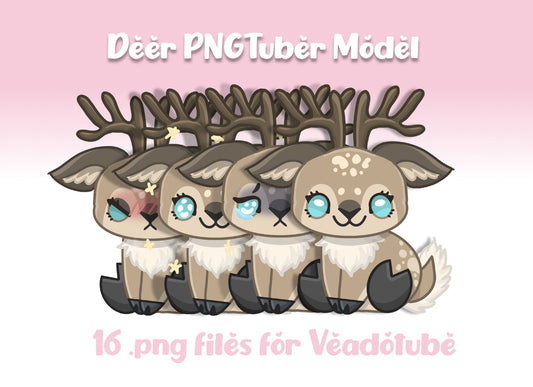 Deer PNGTuber Veadotube Kawaii Chibi Emotes For Streaming or Videos