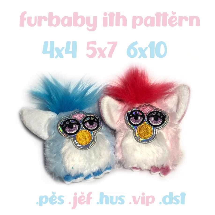 Fur Baby Y2K ITH Embroidery Plush Pattern Keychain Nostalgia Embroidery Machine Pattern Creepy Cute Kawaii