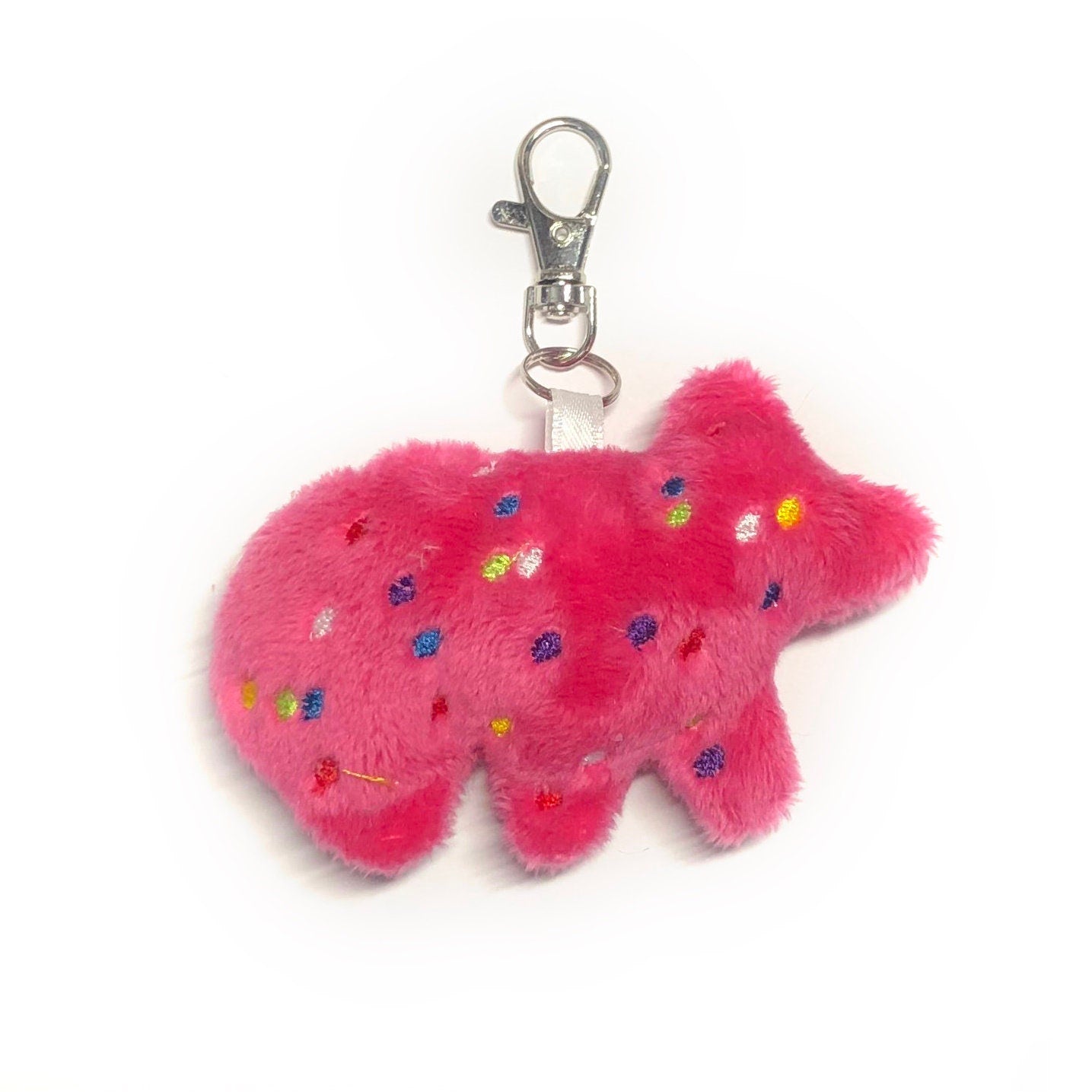 Animal Cracker Frosted Circus Cookie Plush Keychain Pink White Cute Fluffy Pastel Circus Clowncore Carnival Kawaii Sprinkles MADE TO ORDER