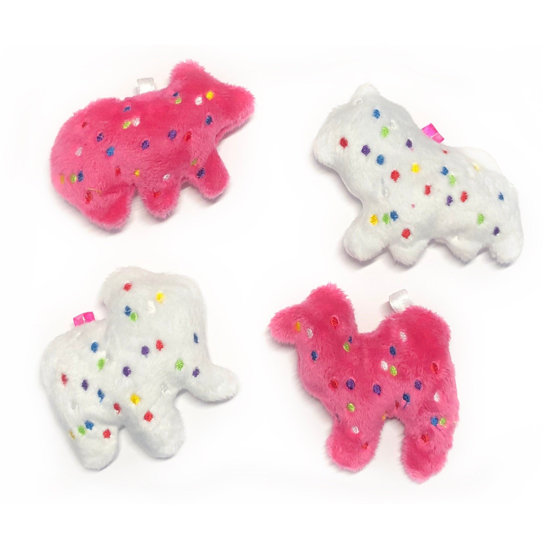 Animal Cracker Frosted Circus Cookie Plush Keychain Pink White Cute Fluffy Pastel Circus Clowncore Carnival Kawaii Sprinkles MADE TO ORDER