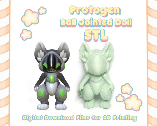 Cutie Protogen Doll BJD Resin STL Files 3D Print Kawaii Doll Furry Anthropomorphic Ball Jointed Elastic Doll