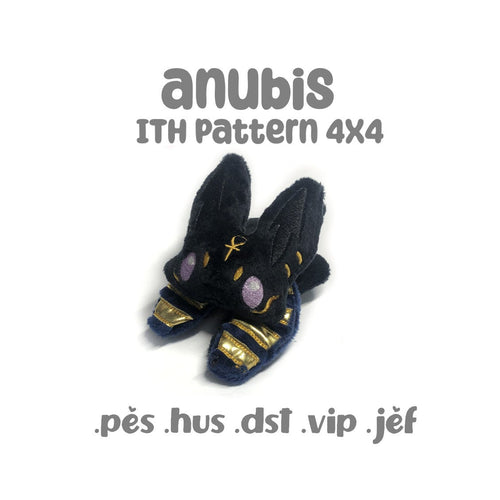 Anubis ITH Embroidery Plush Pattern Kawaii Halloween Embroidery Machine Pattern Cute Egyptian Jackal God 4x4
