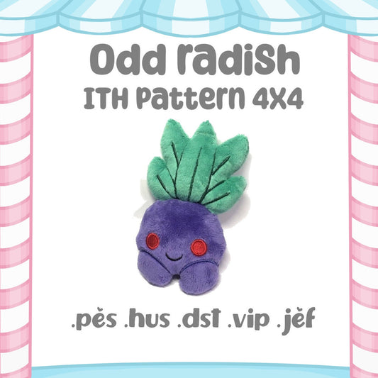 Odd Radish Kawaii ITH Embroidery Pattern Tiny Plush Cute Fluffy Pastel