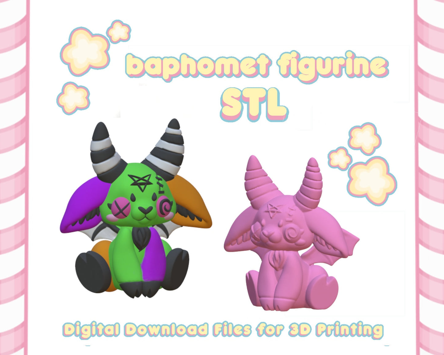 Baphomet Kawaii Resin STL Files 3D Print Figurine Decoration Doll Goth Emo Satanist Occult