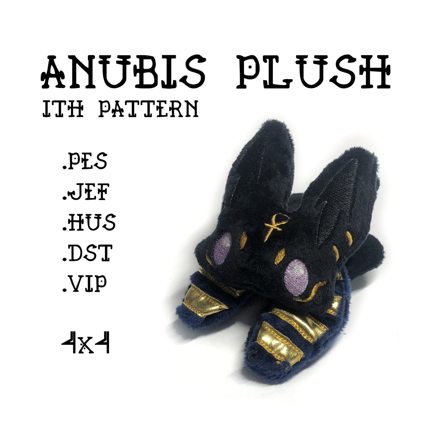 Anubis ITH Embroidery Plush Pattern Kawaii Halloween Embroidery Machine Pattern Cute Egyptian Jackal God 4x4