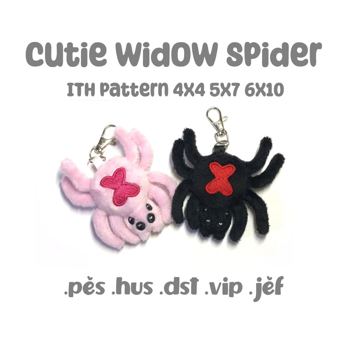 Cutie Widow Spider ITH Embroidery Plush Pattern Keychain Halloween Embroidery Machine Pattern Creepy Cute Kawaii