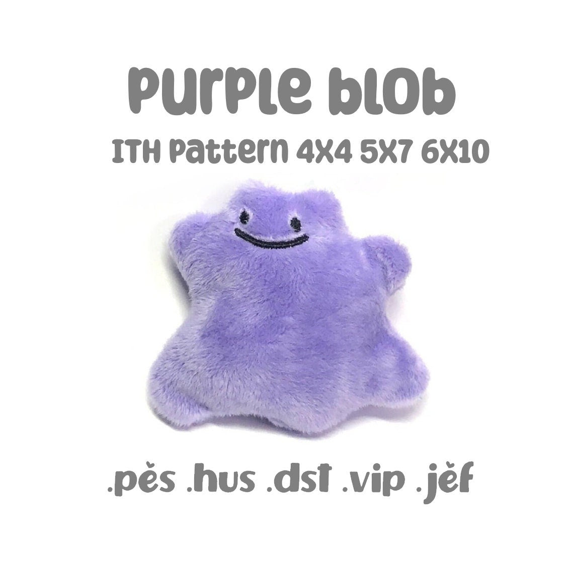 Purple Blob Monster Kawaii ITH Embroidery Pattern Tiny Plush Cute Fluffy Pastel 4x4 5x7 6x10