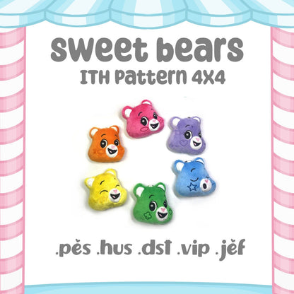 Sweet Bears ITH Embroidery Pattern Tiny Plush Cute Fluffy Pastel Keychain