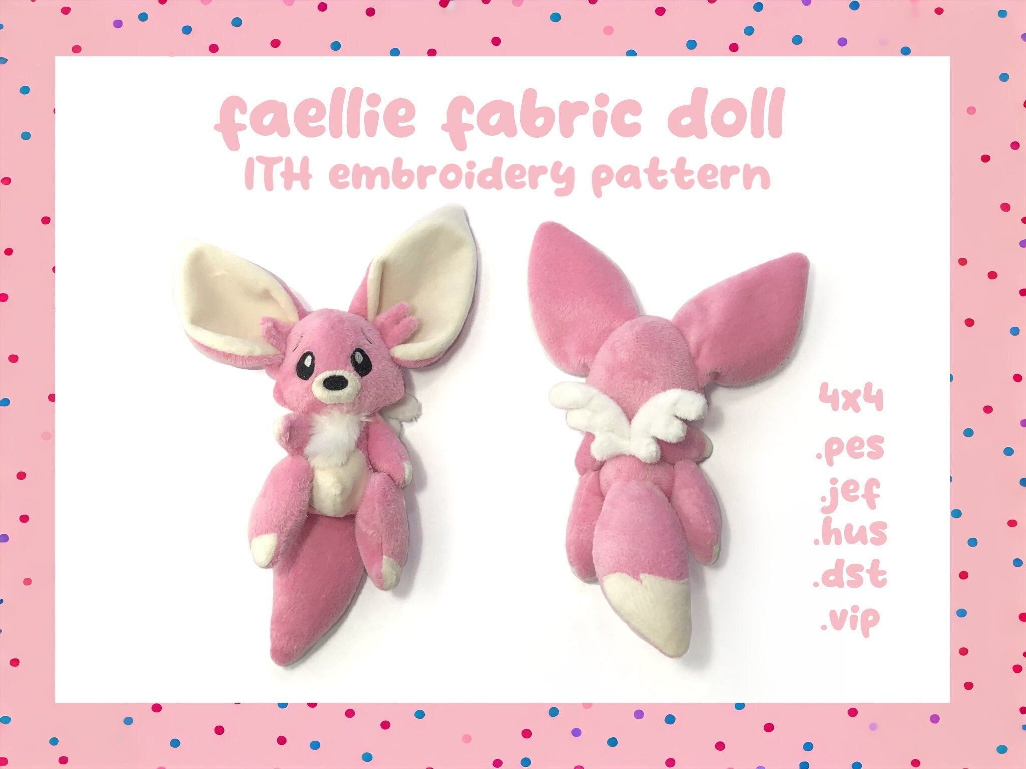 Neopets Faellie Fabric Doll ITH 4x4 Embroidery Plush Pattern