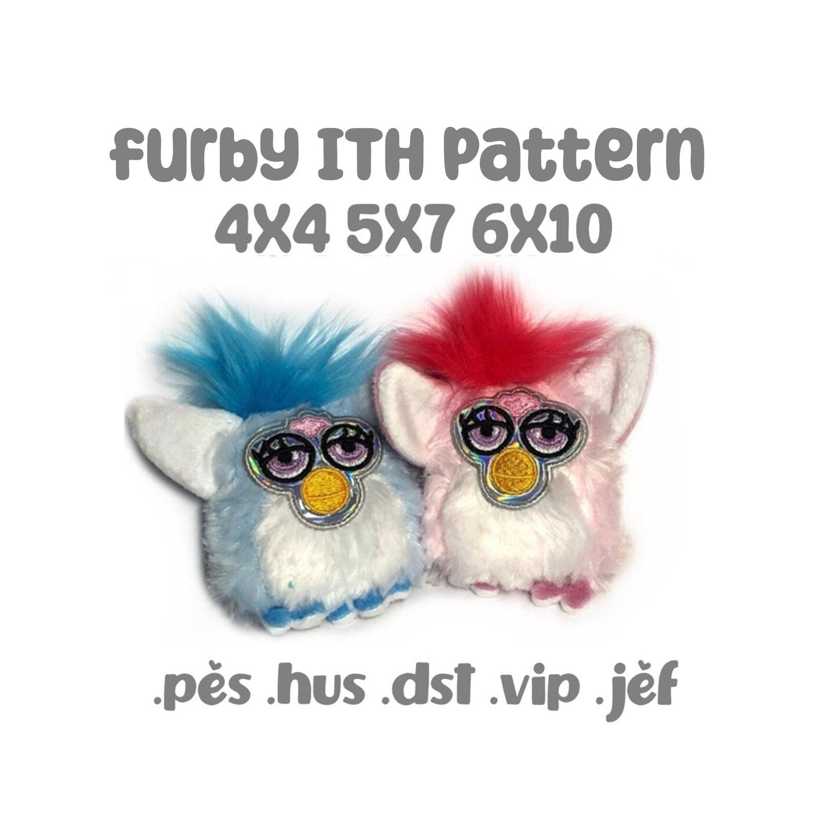 Fur Baby Y2K ITH Embroidery Plush Pattern Keychain Nostalgia Embroidery Machine Pattern Creepy Cute Kawaii